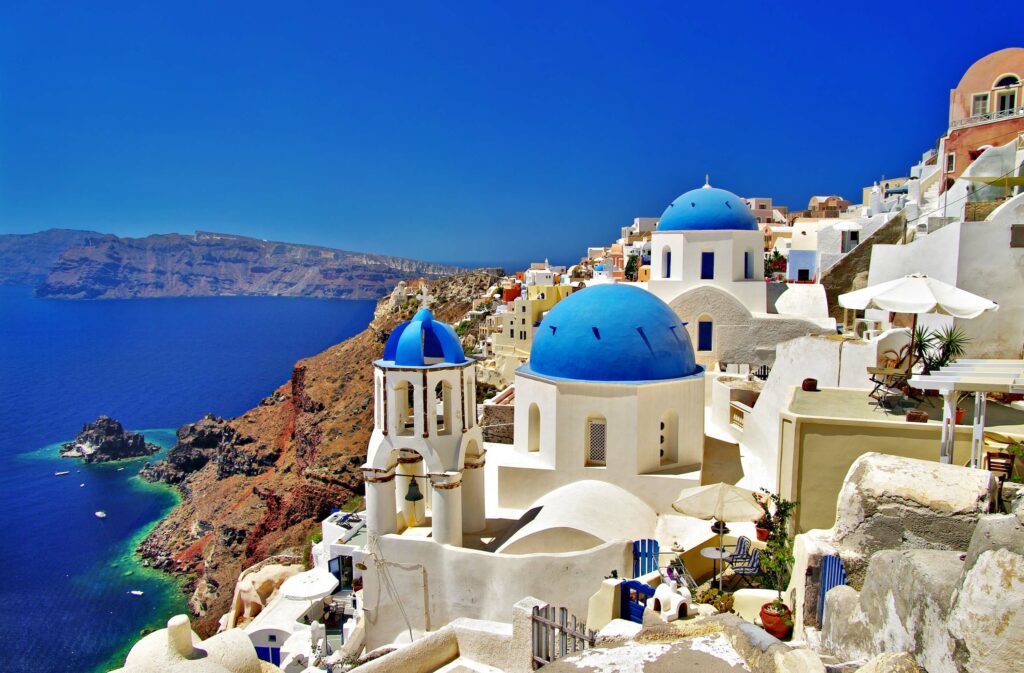 Photo of Santorini islands in Greece.