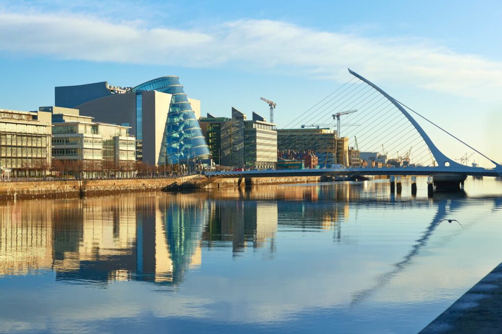 An image of a bridge over water in Dublin, a perfect destination for holiday travelers looking for a city break.
