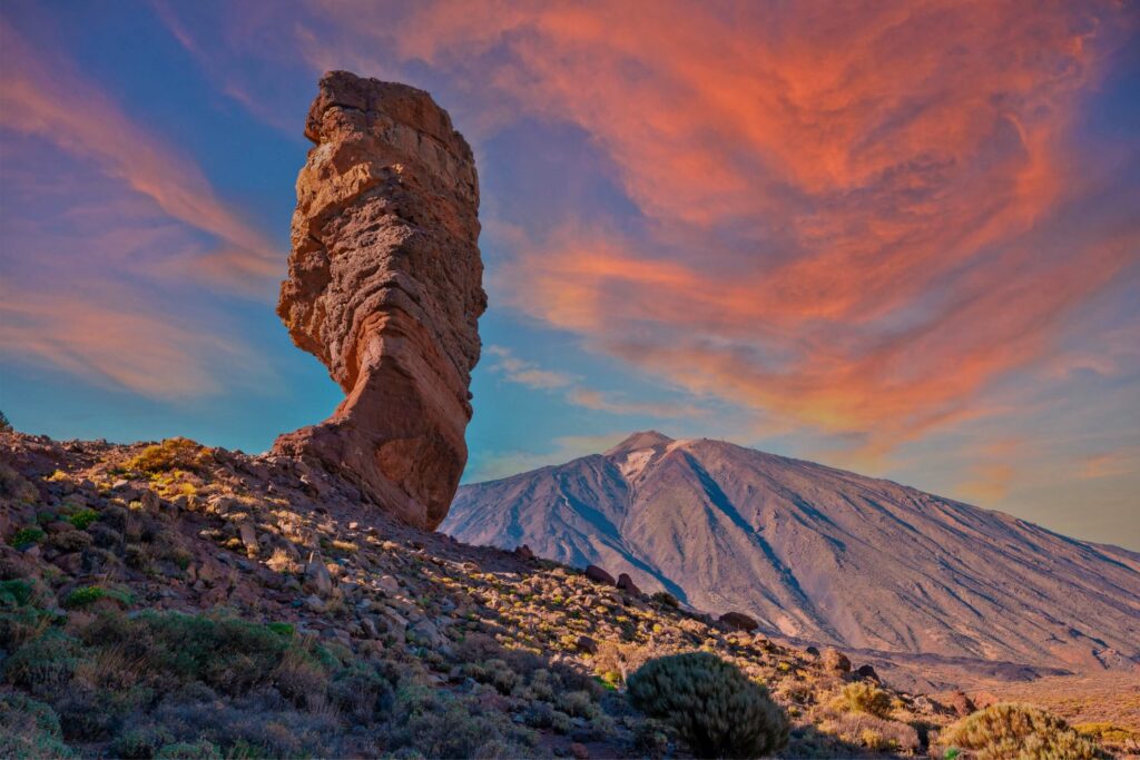 A photo showing a beautiful cloud formation at sunset in Teide National Park, Tenerife.