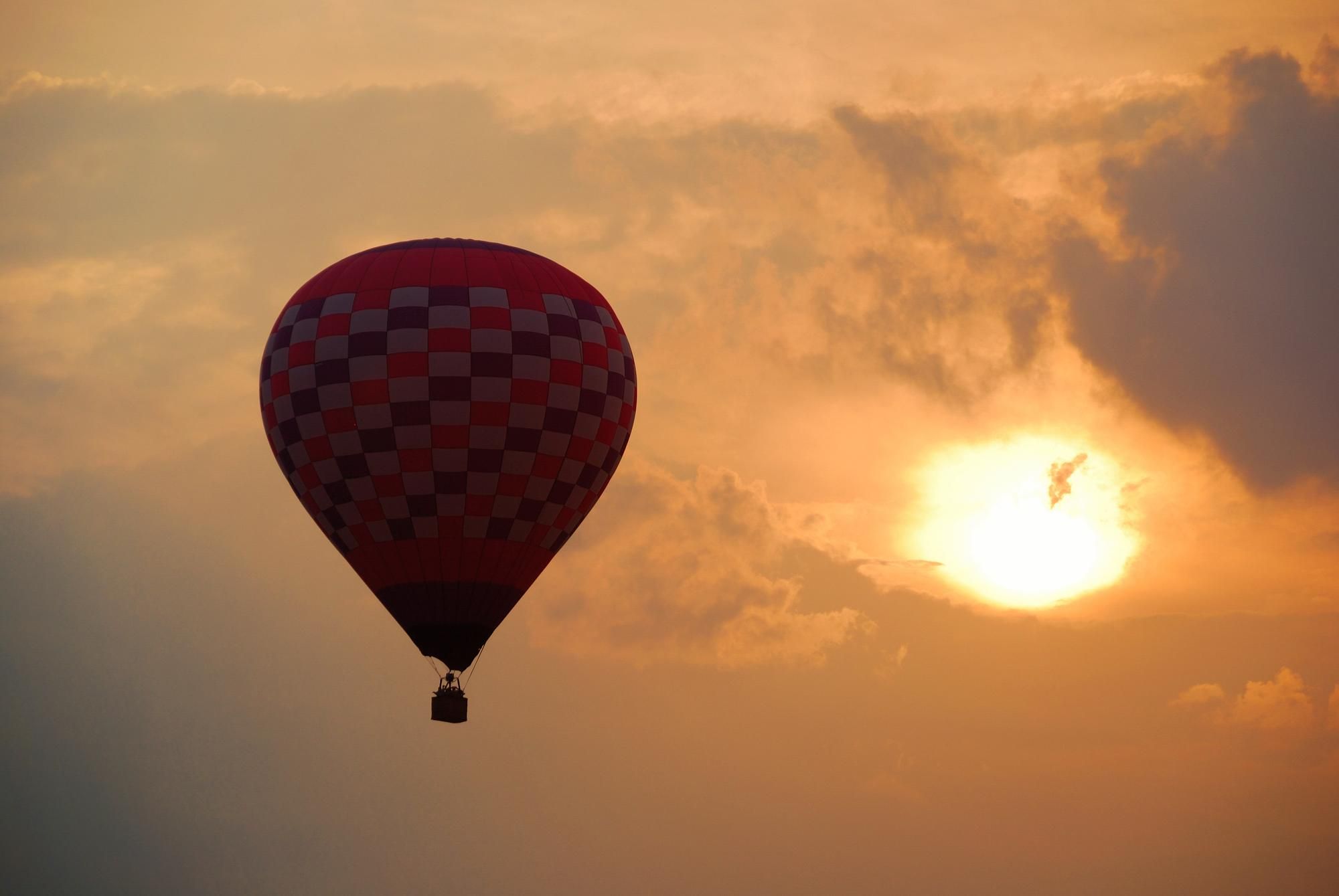 Sunrise seen from a hot air balloon