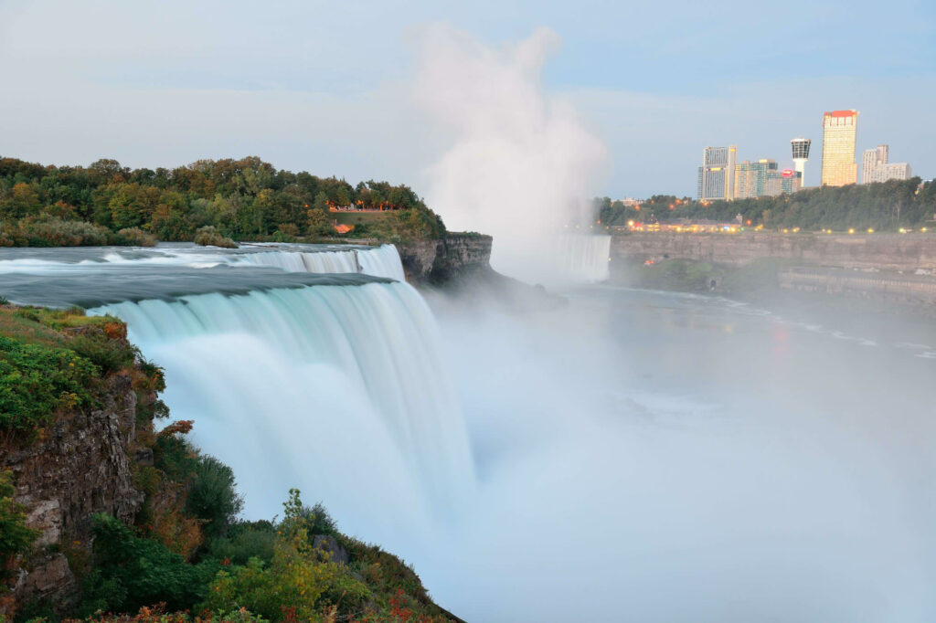Closeup photo of the majestic Niagara falls.