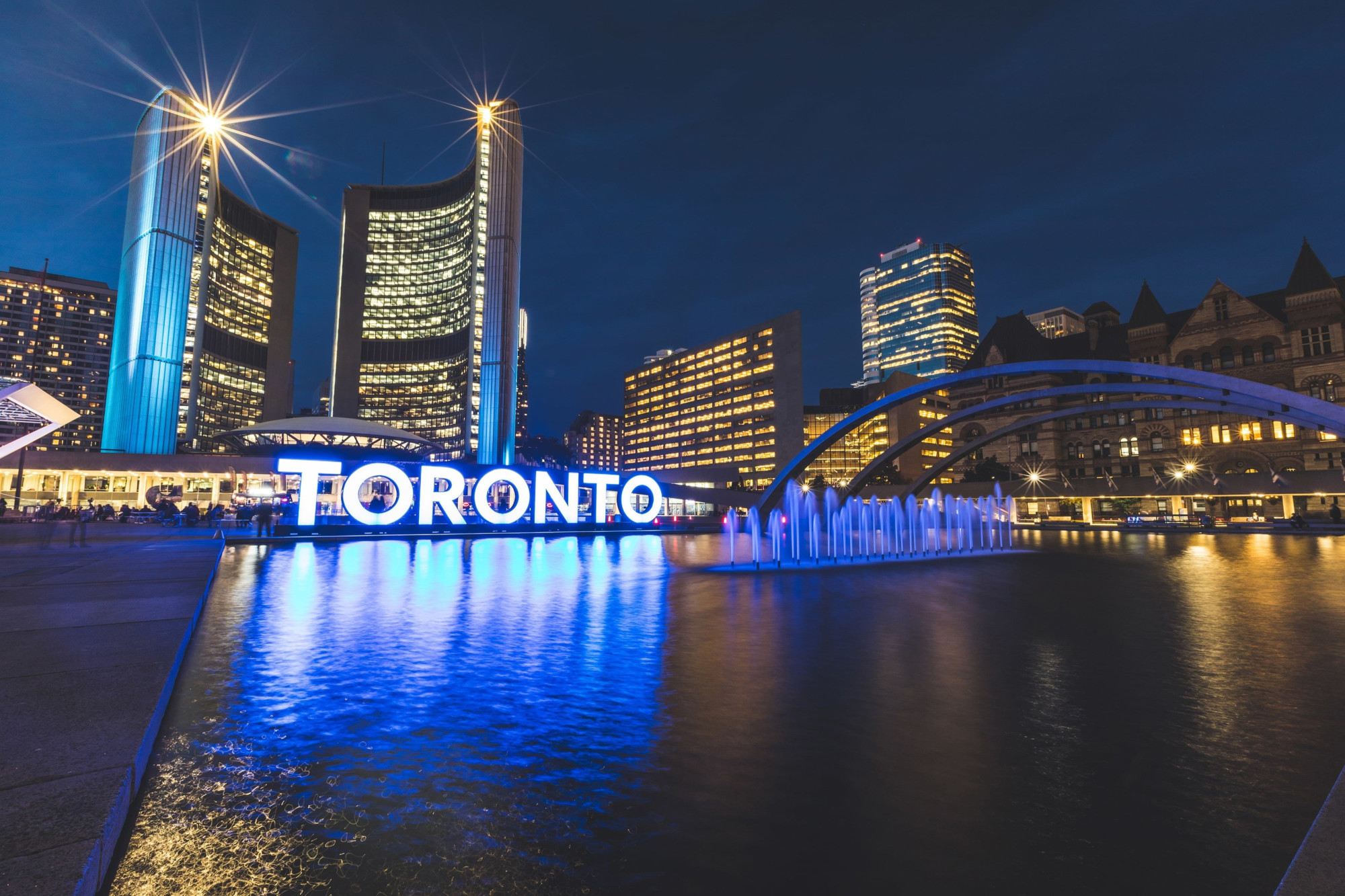 Toronto skyline at night is a must-see on any vacation or travel guide to the city.